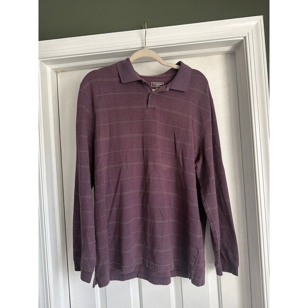 Van Heusen Flex Classic Fit Polo Shirt - XL Purple Plaid